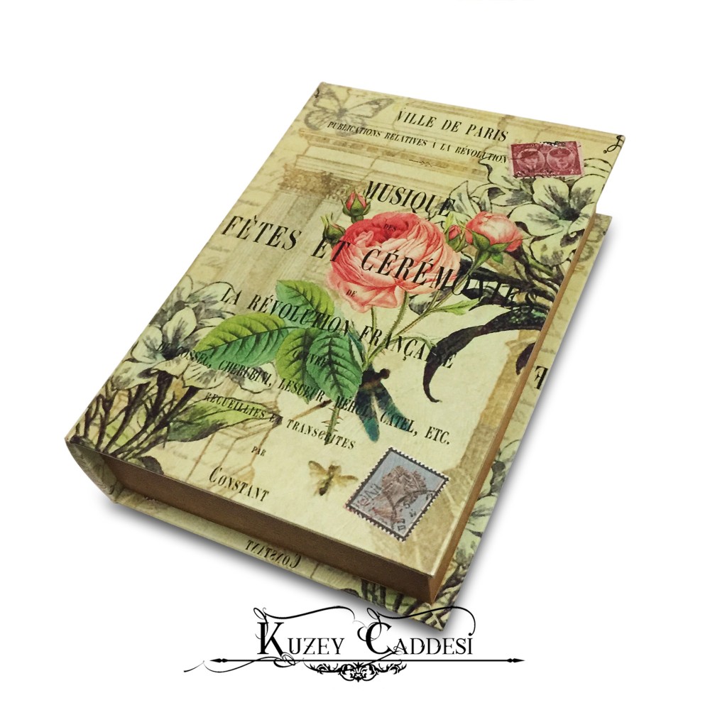 Kitap Görünümlü Ahşap Kutu - Paris Şehri - Büyük Boy
